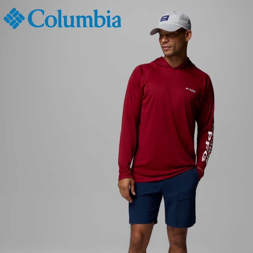 Columbia PFG Terminal Tackle Omni-shade Red Hoodie